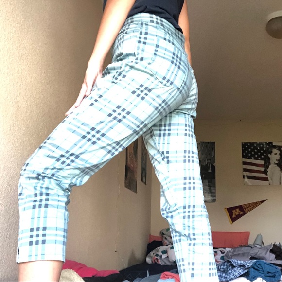 Vintage Plaid Blue Highwaisted Cutoffs - Picture 4 of 4